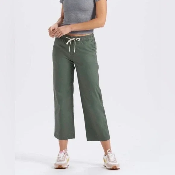 Vuori Ripstop Wide Leg Crop Pants Green Size Medium 24.5" Inseam - Picture 1 of 7
